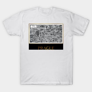 Golden Prague city map T-Shirt